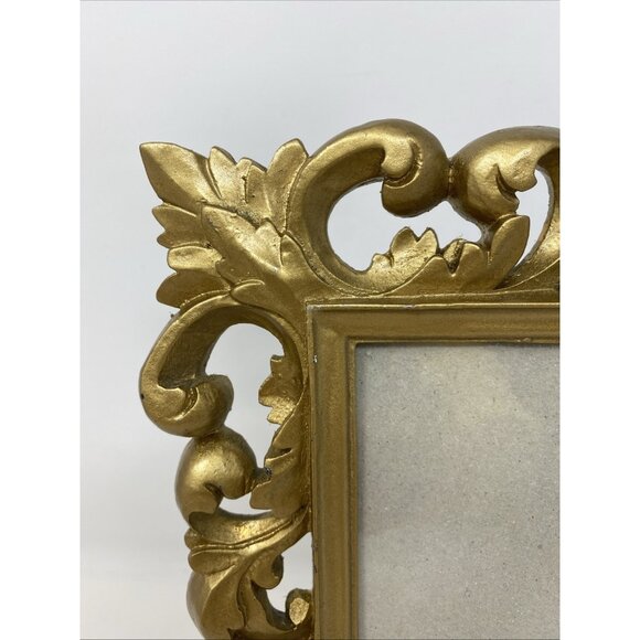Ornate Heavy Hollywood Regency Style Gold Tone Picture Frame 6.5” X 4.5” Photo - Picture 2 of 10